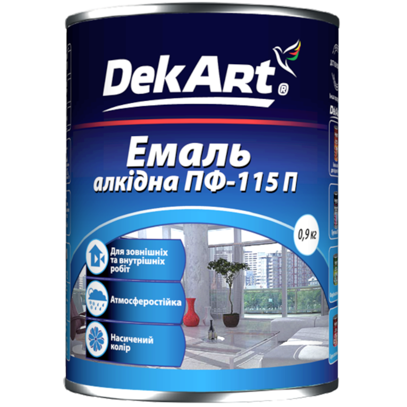 Емаль алкідна DEKART ПФ-115П, глянець зелений, 0,9кг